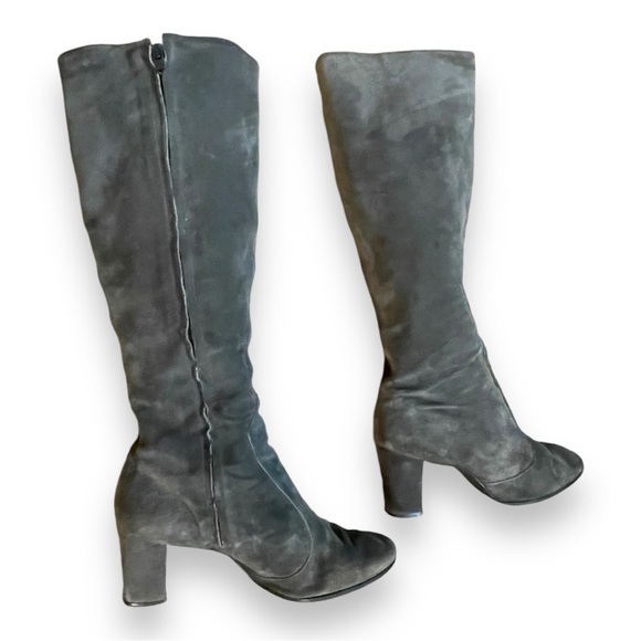 Vintage Valley Gray Suede Heel Boots with Zippers Chunky Heel Size 8.5 - Picture 2 of 13